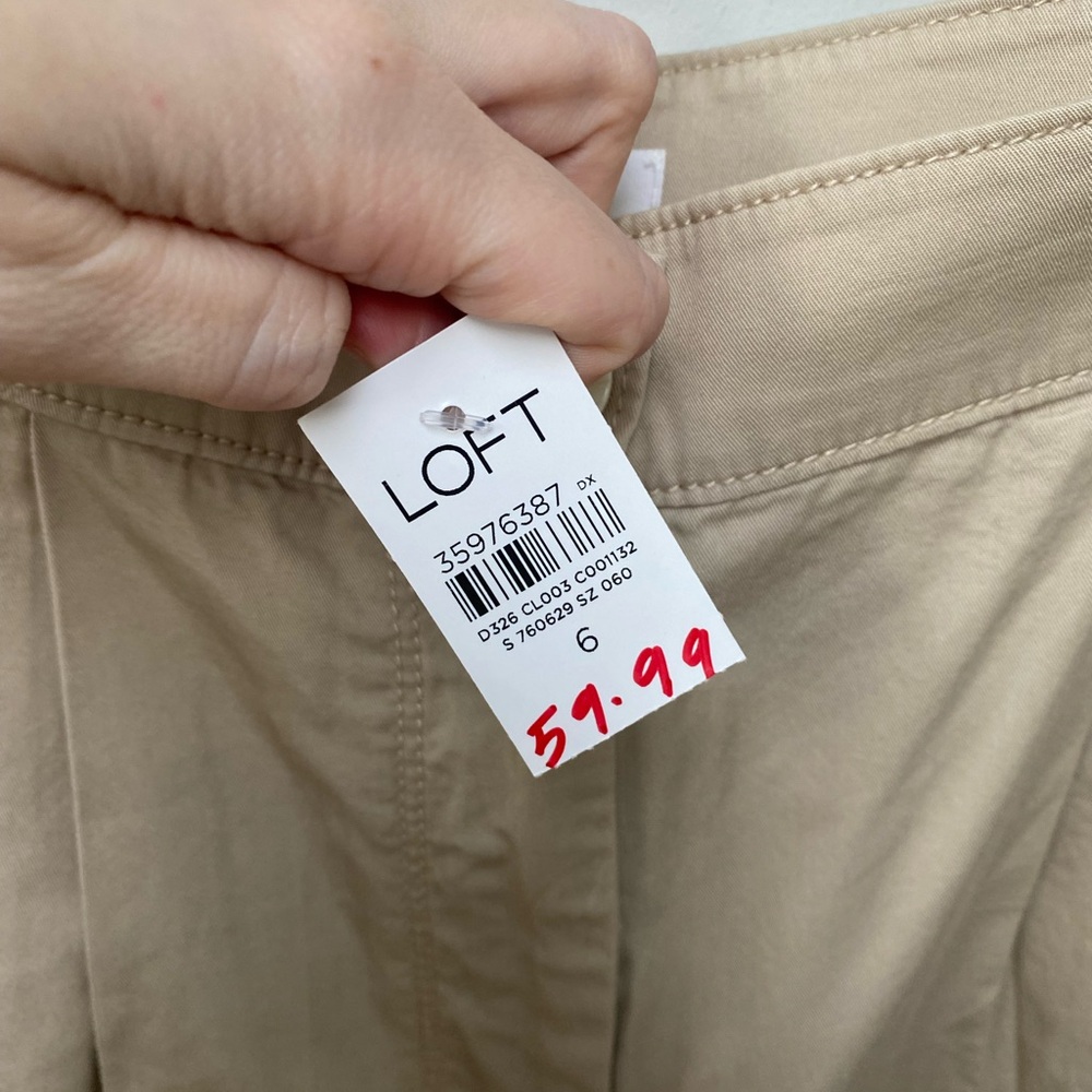 LOFT Poplin Wide Leg Pants in khaki - Picture 6 of 9